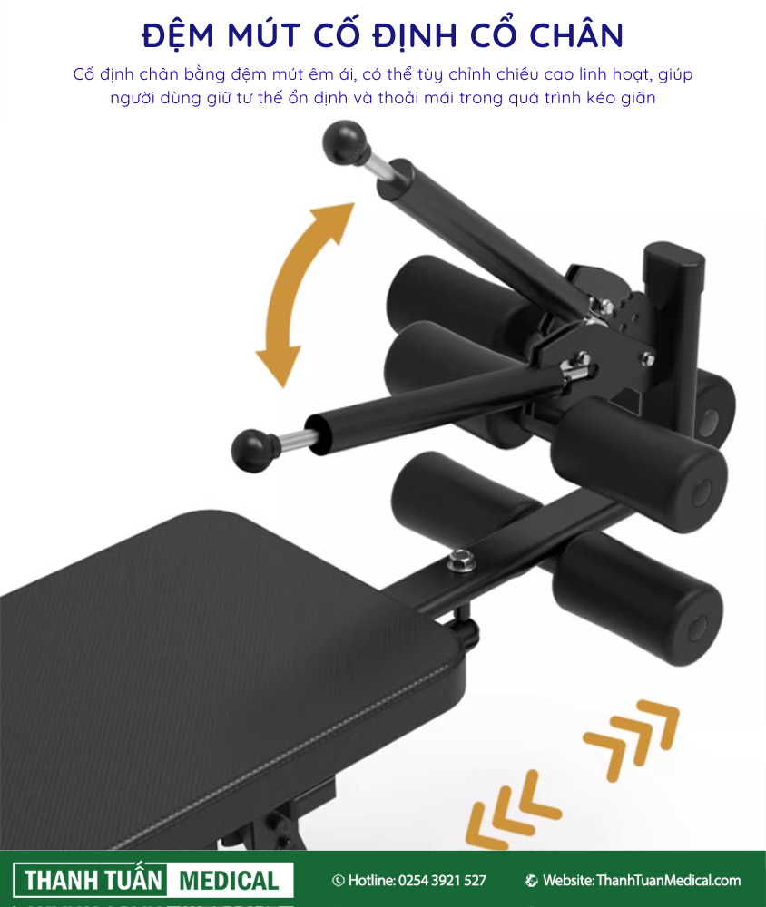 Kẹp chân bằng đệm mút bọt biển mật độ cao – tăng hiệu quả kéo giãn