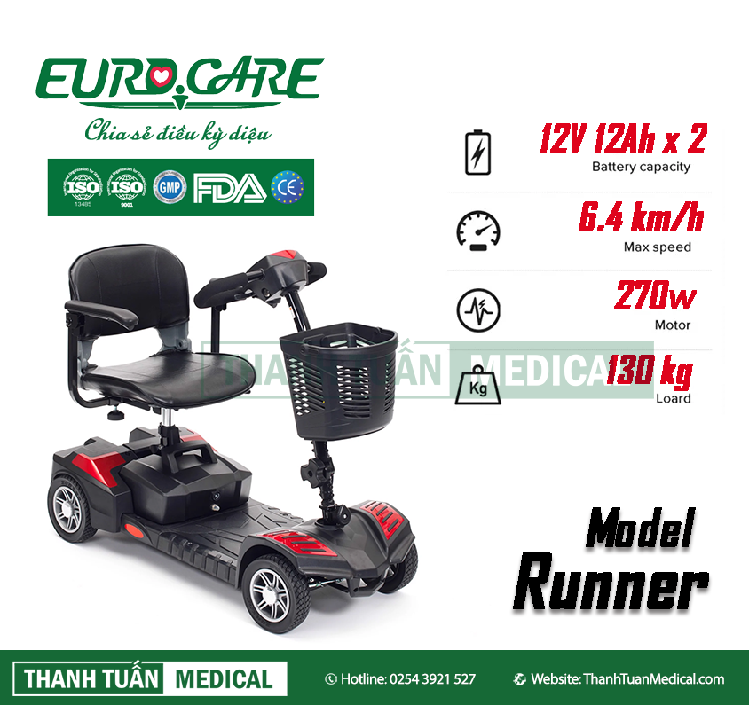 Xe điện 4 bánh Eurocare Runner  dành cho người già, người khuyết tật