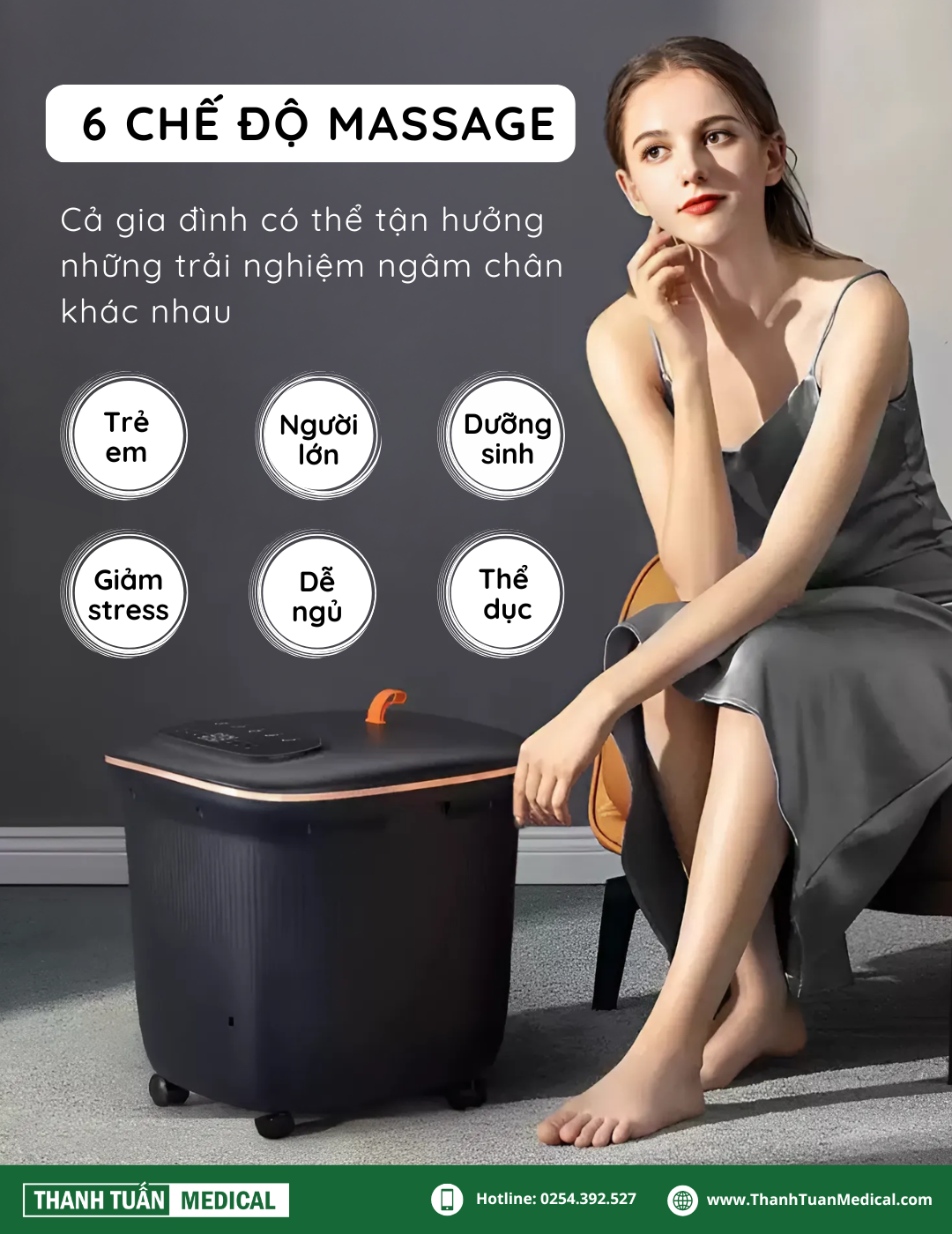 6 chế độ ngâm massage chân