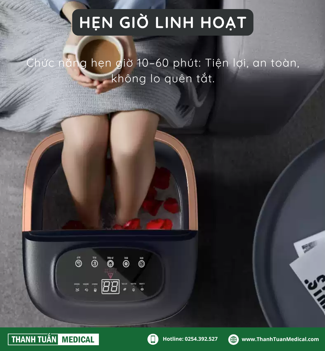 Trang bị tính năng hẹn giờ linh hoạt từ 10 đến 60 phút