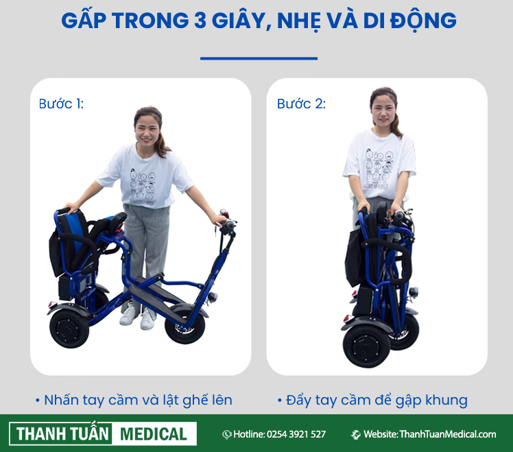 Gấp trong ba giây, nhẹ và di động