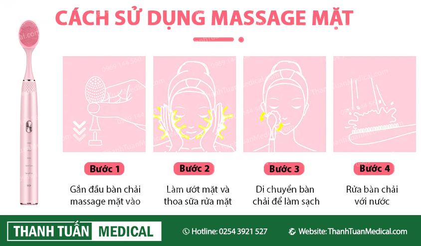 Cách sử dụng nhanh đầu bàn chải massage mặt