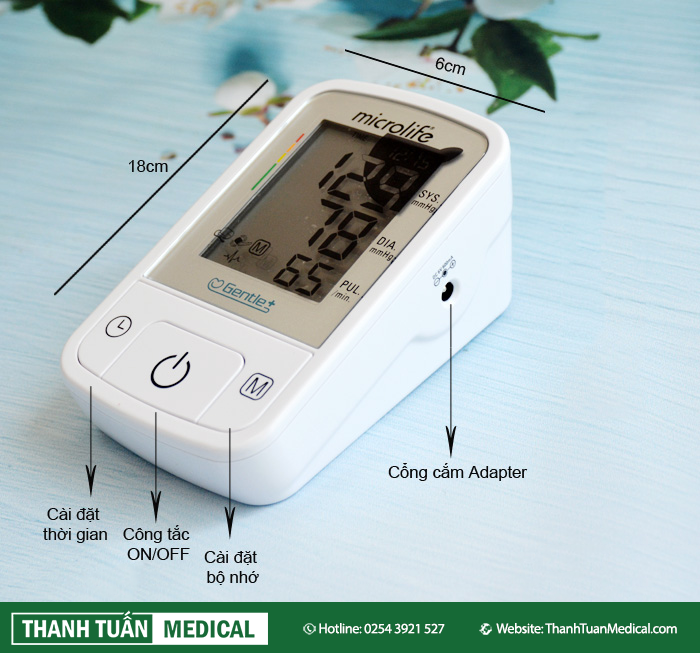 Cấu tạo máy đo huyết áp Microlife BP A2 Basic