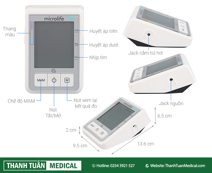 Chi tiết máy đo huyết áp Microlife B3 Basic