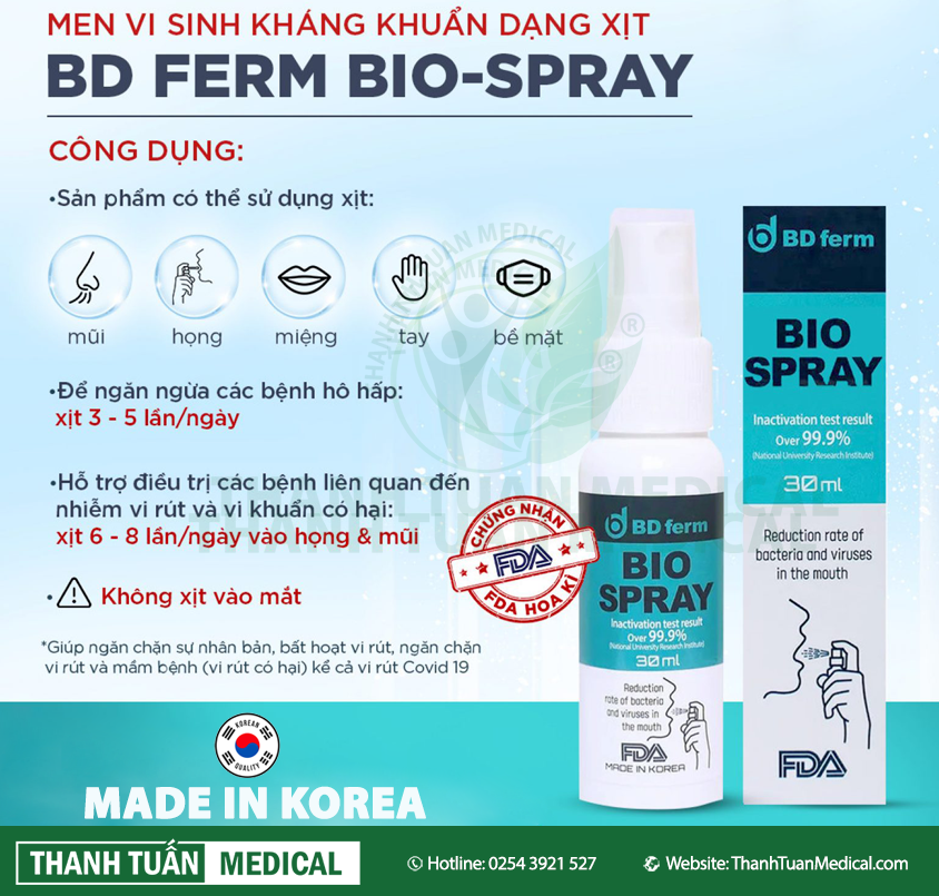 Tác dụng của xịt họng Bio Spray 