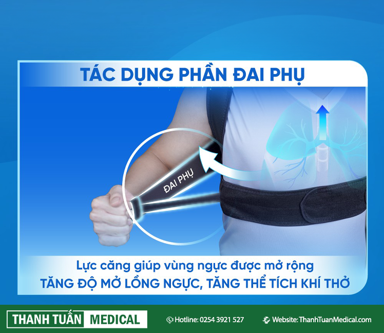 Tác dụng phần đai phụ giúp tăng độ mở lồng ngực, tăng thể tích khí thở