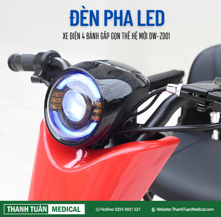 Đèn pha LED sáng giúp tăng khả năng quan sát và an toàn trong bóng tối