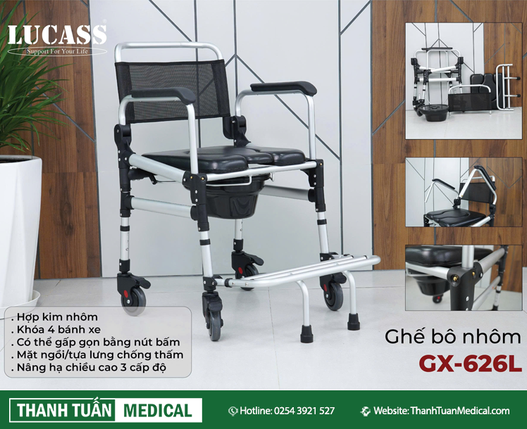 Ghế bô vệ sinh Lucass GX-626L hợp kim nhôm Ghế bô vệ sinh Lucass GX-626L hợp kim nhôm
