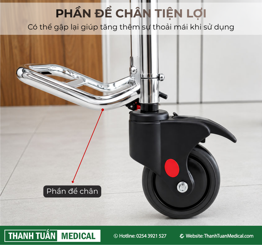 Phần để chân thuận tiện để tăng thêm sự thoải mái và có thể gấp gọn Phần để chân thuận tiện để tăng thêm sự thoải mái và có thể gấp gọn