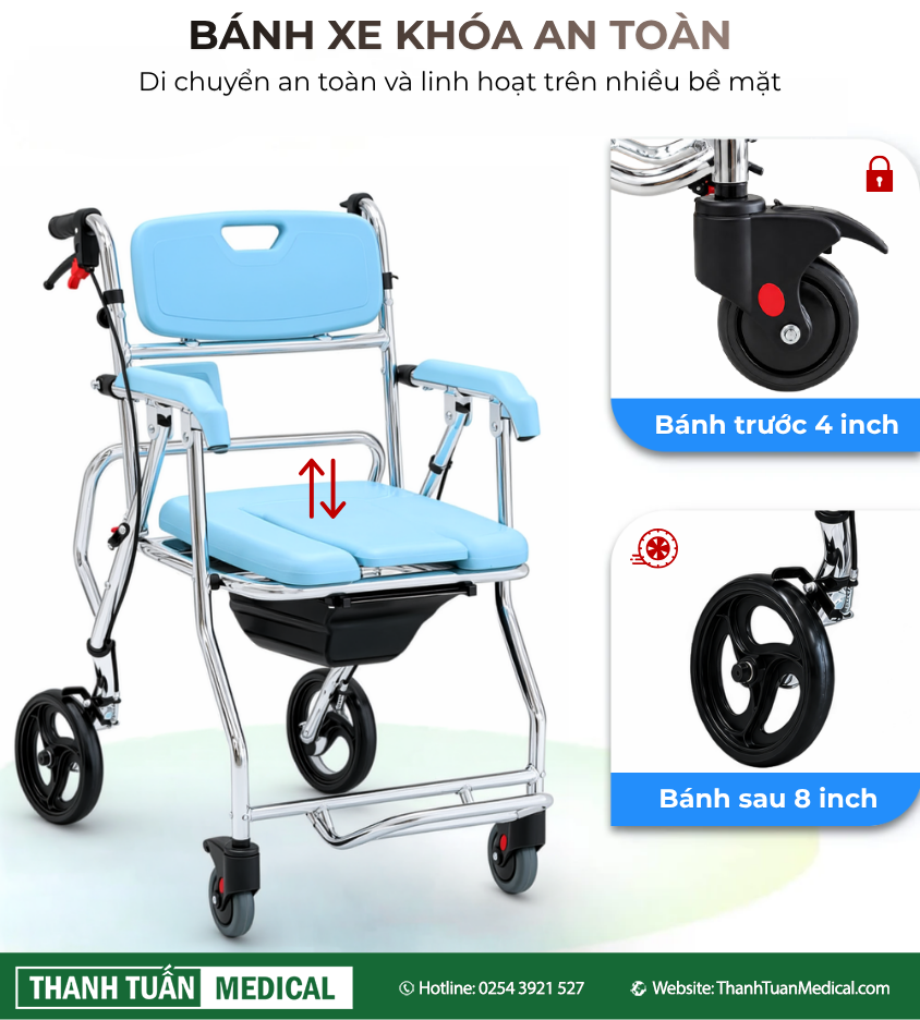 Trang bị khóa bánh trước an toàn Trang bị khóa bánh trước an toàn