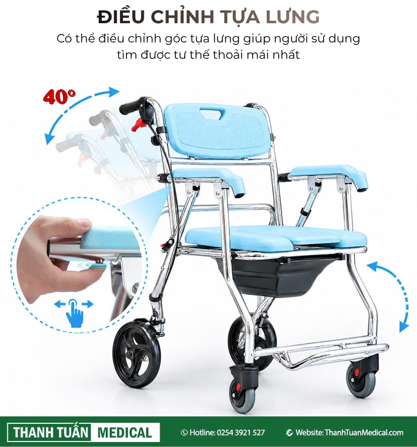 Tựa lưng có thể điều chỉnh độ nghiêng Tựa lưng có thể điều chỉnh độ nghiêng