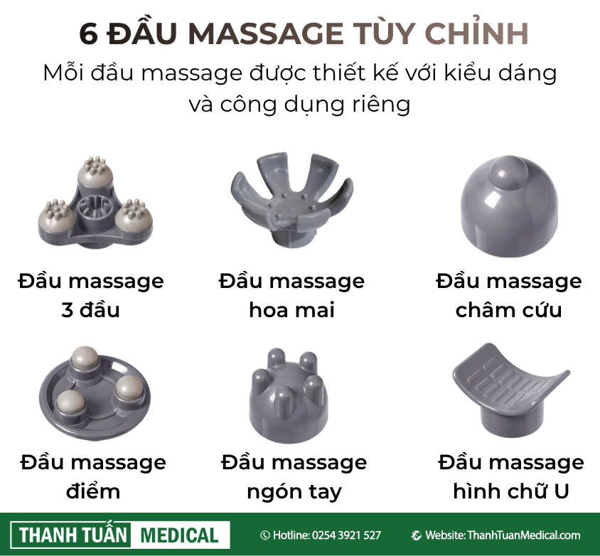 Trang bị 6 đầu massage độc đáo Trang bị 6 đầu massage độc đáo
