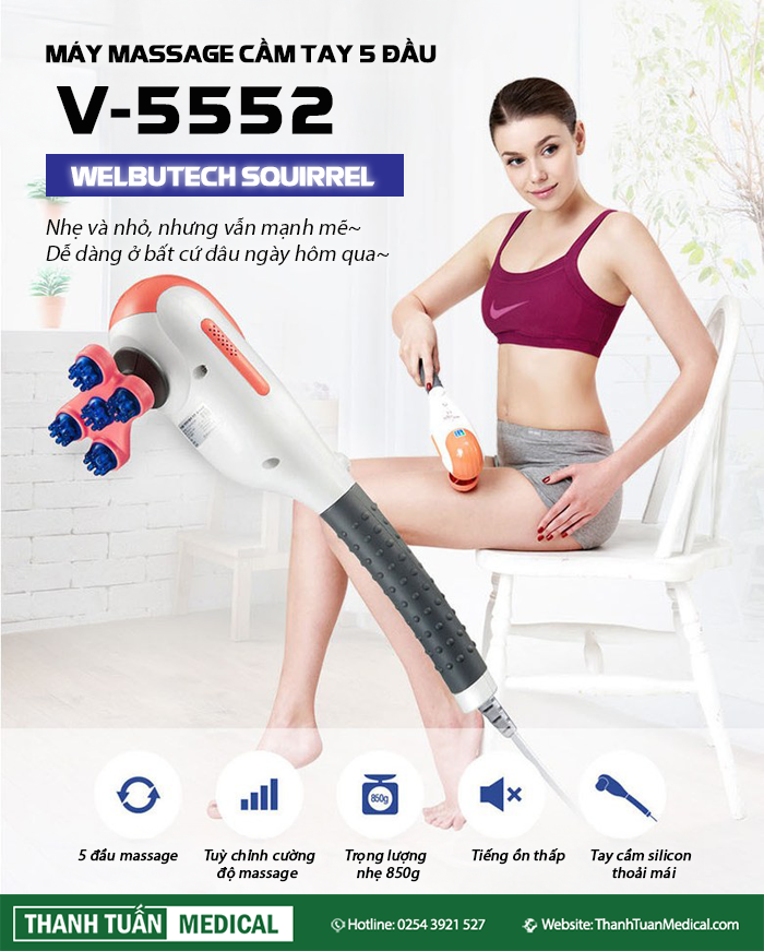 Máy massage cầm tay Hàn Quốc Welbutech Squirrel V5552 Máy massage cầm tay Hàn Quốc Welbutech Squirrel V5552