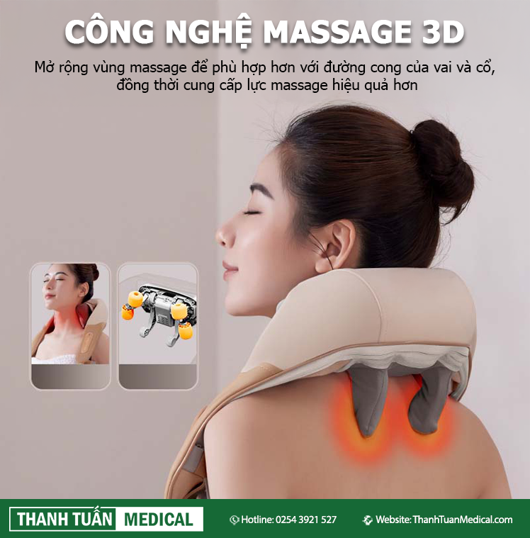 Động cơ massage 3D day vuốt sâu vào các cơ vùng cổ Động cơ massage 3D day vuốt sâu vào các cơ vùng cổ