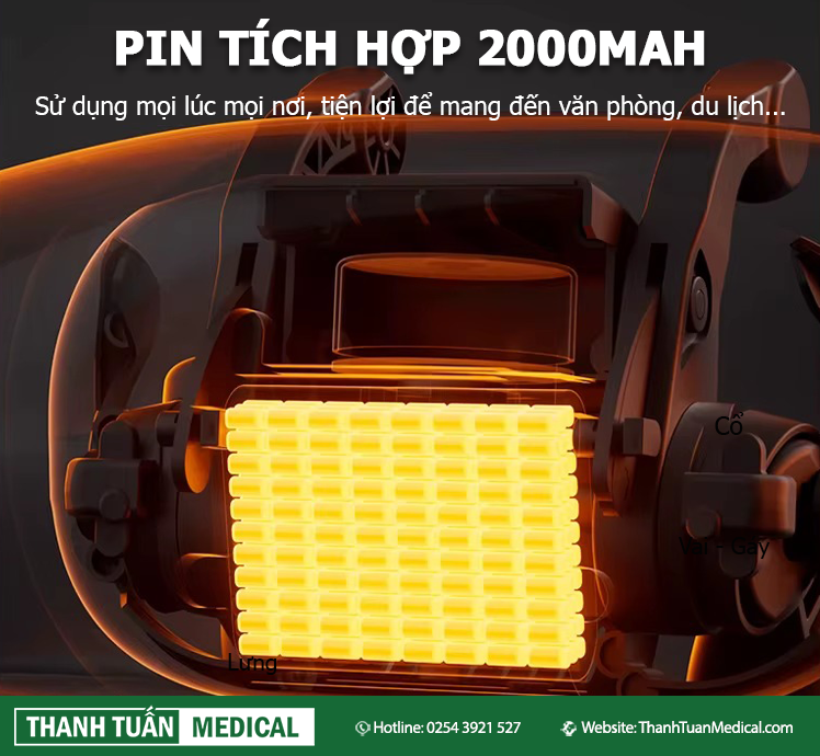 Hoạt động bằng pin với dung lượng 2000mAh, tiện lợi Hoạt động bằng pin với dung lượng 2000mAh, tiện lợi