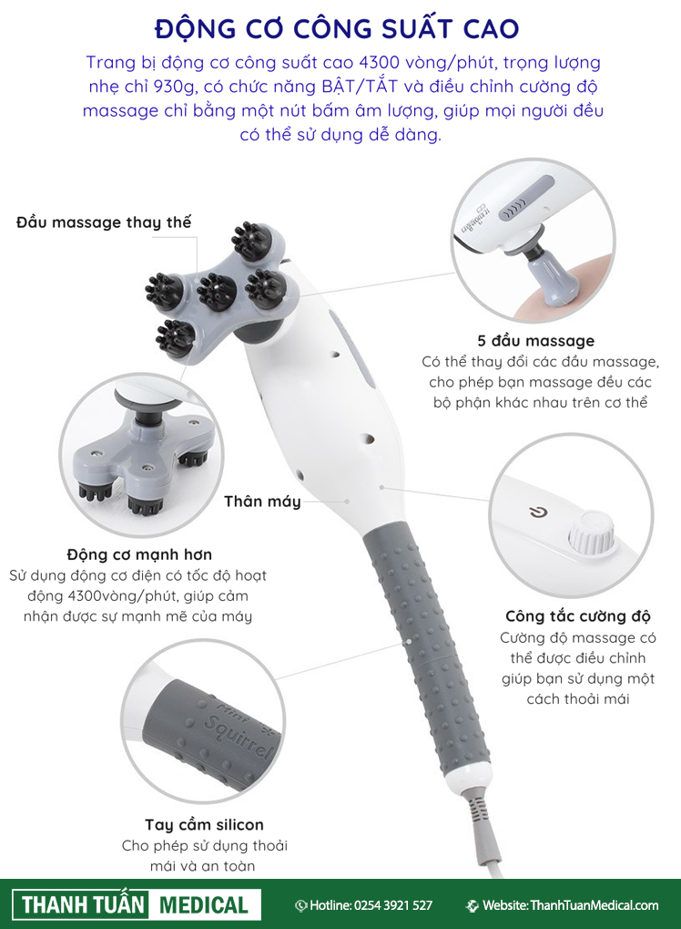 Động cơ mạnh mẽ giúp massage sâu và hiệu quả Động cơ mạnh mẽ giúp massage sâu và hiệu quả