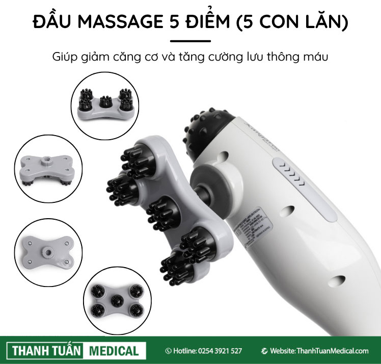 Đầu massage 5 điểm (5 con lăn)