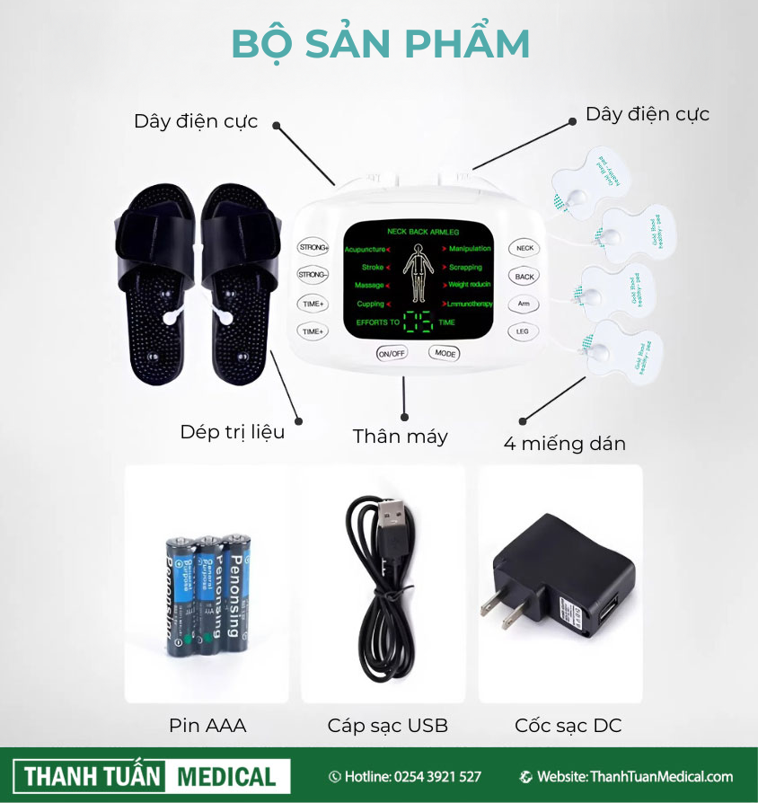 Bộ sản phẩm máy massage xung điện 4 miếng dán Nikio NK-105