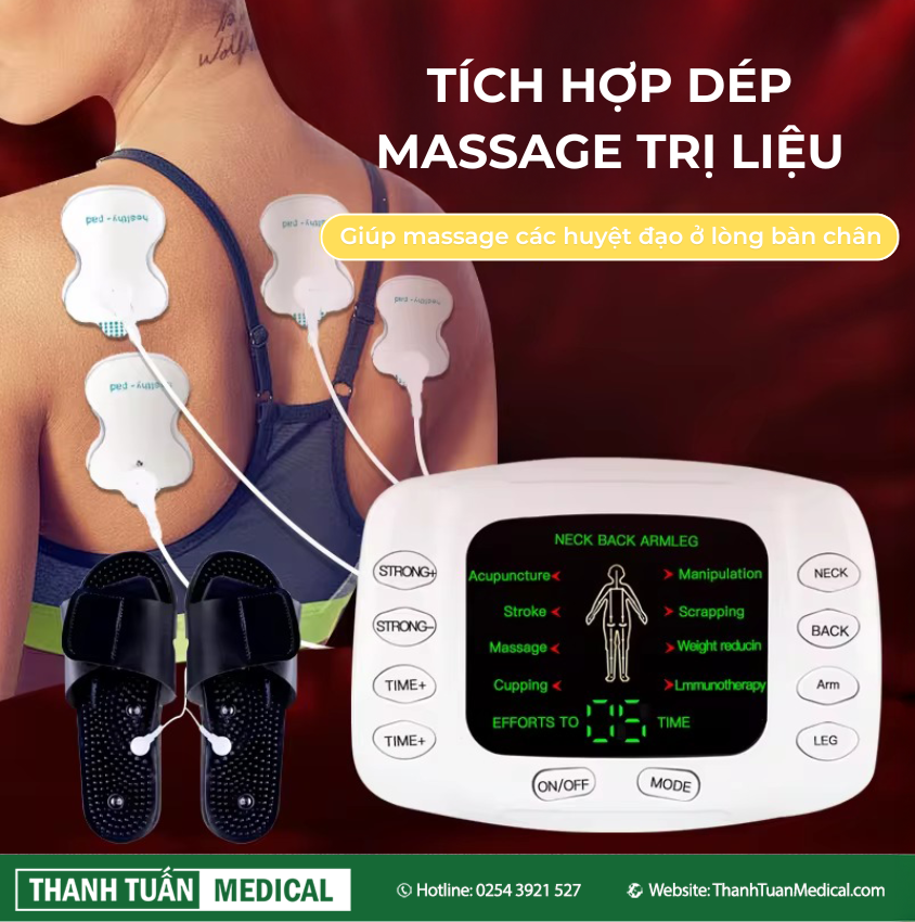 Tích hợp thêm dép massage xung điện để massage lòng bàn chân