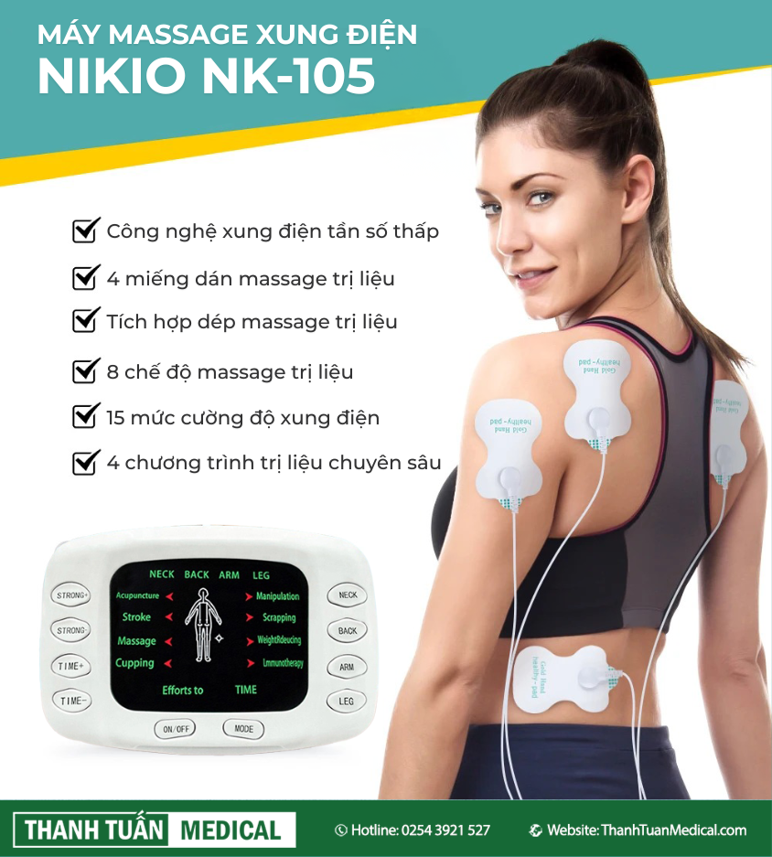 Máy massage xung điện 4 miếng dán Nikio NK-105