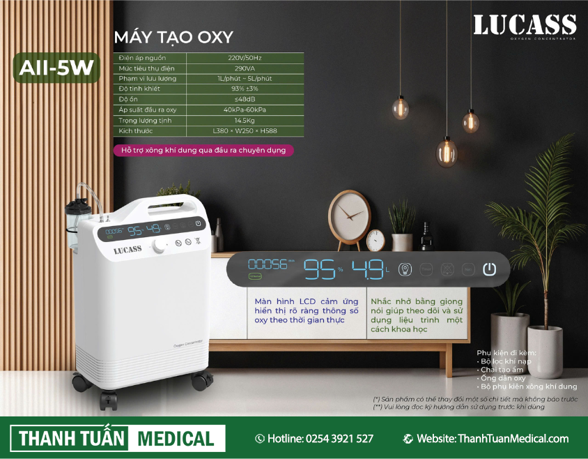 Máy tạo oxy 5 lít Lucass AII-5W