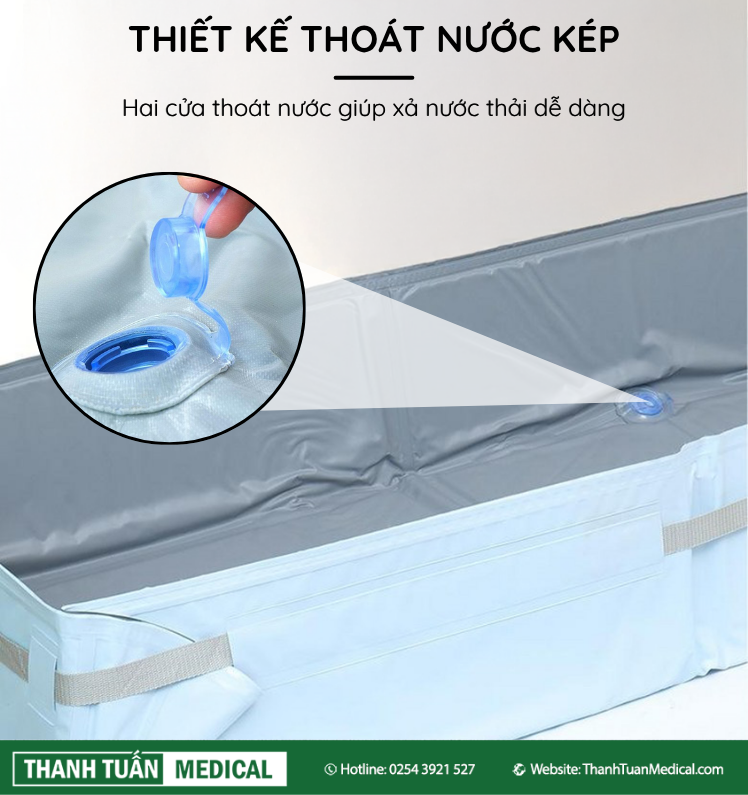 2 cửa thoát nước nhanh chóng không cần tốn thời gian múc nước ra