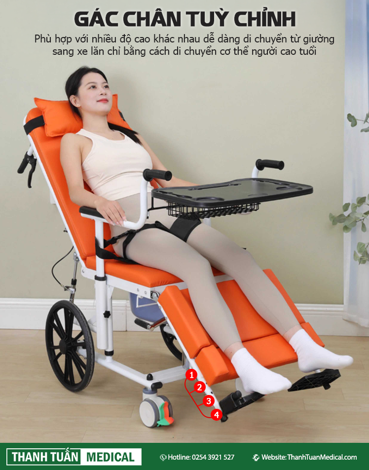 Gác chân xoay có thể điều chỉnh phù hợp với nhiều độ cao khác nhau Gác chân xoay có thể điều chỉnh phù hợp với nhiều độ cao khác nhau