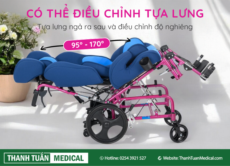 Tựa lưng có thể điều chỉnh từ 95°–170°