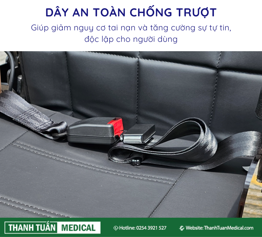  Dây an toàn giúp giữ chặt người ngồi trên xe lăn, ngăn ngừa té ngã