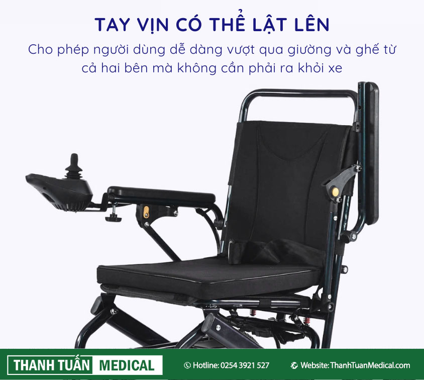 Tay vịn lật lên để dễ dàng tiếp cận