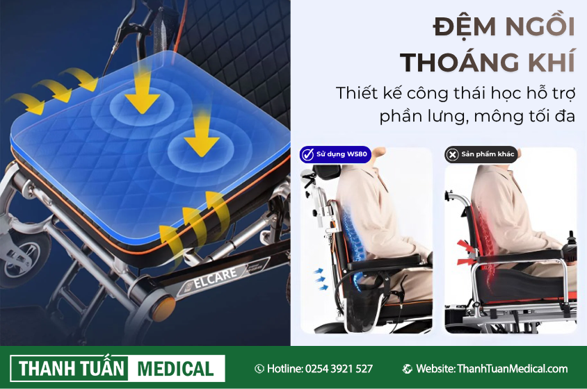 Thiết kế công thái học hỗ trợ phần lưng, mông tối đa Thiết kế công thái học hỗ trợ phần lưng, mông tối đa
