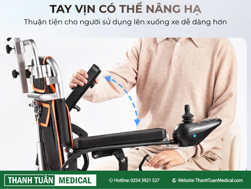 Tay vịn làm bằng PU dày, chắc chắn và có thể gấp lại để thuận tiện Tay vịn làm bằng PU dày, chắc chắn và có thể gấp lại để thuận tiện