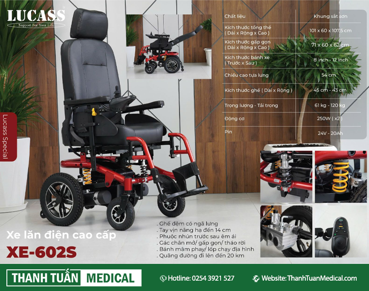 Xe lăn điện cao cấp Lucass XE-602S