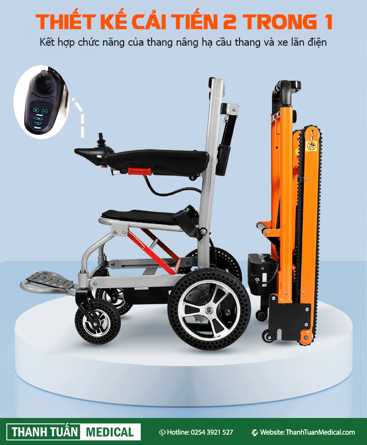 Thiết kế cải tiến 2 trong 1: thang nâng hạ cầu thang và xe lăn điện Thiết kế cải tiến 2 trong 1: thang nâng hạ cầu thang và xe lăn điện