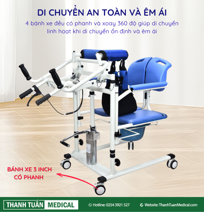 4 bánh xe có phanh tăng độ ổn định và an toàn 4 bánh xe có phanh tăng độ ổn định và an toàn