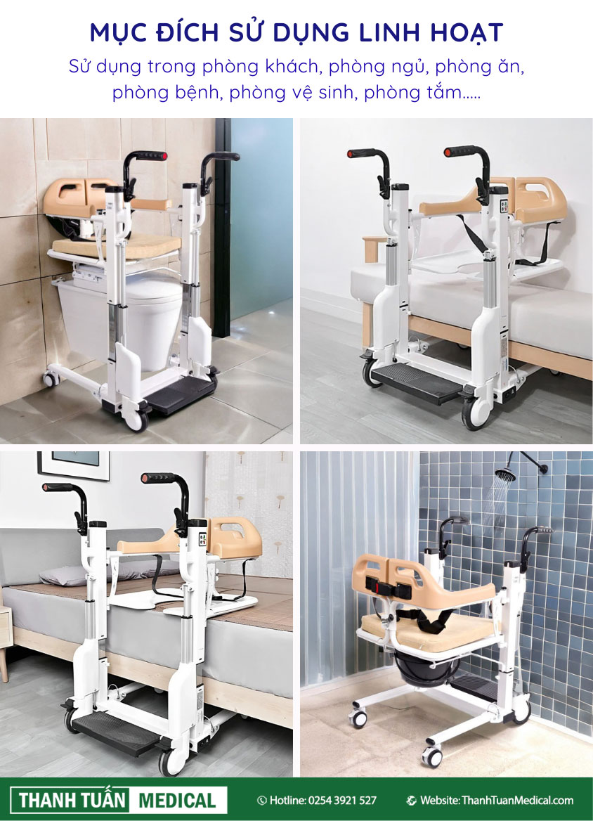 Dễ dàng di chuyển từ xe lăn sang ghế sofa, giường, phòng tắm...