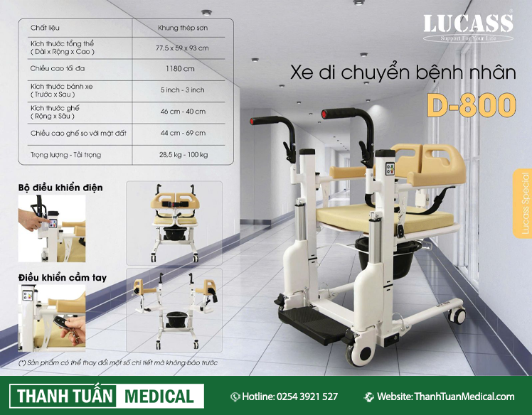 Xe nâng hạ di chuyển bệnh nhân Lucass D-800