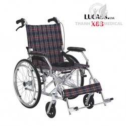 [Hàng Mỹ] Xe Lăn Du Lịch Lucass X63 (X-63)- Ghế ngồi và tựa lưng vải Caro siêu thoáng & Siêu gọn nhẹ