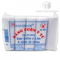 Băng Cuộn Y Tế 0,07m x 2.5m Bảo Thạch (5 Cuộn/Gói)