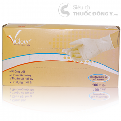 Găng Tay Y Tế Không Bột Phủ Polymer Vglove Khải Hoàn Hôp 100 Chiếc Màu Trắng