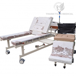 Giường Bệnh Đa Năng Tách Thành Xe Lăn Lucass GB-T243 - Giường 2 Tay Quay Tiêu Chuẩn Mỹ