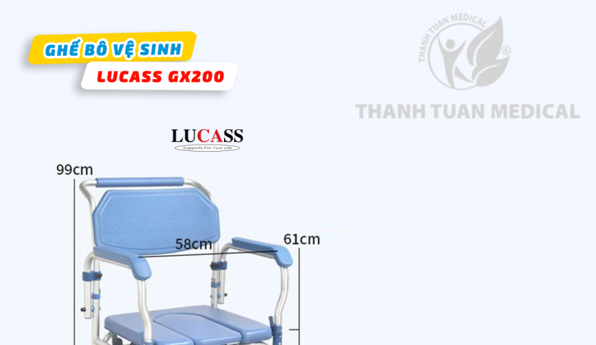 Hướng dẫn lắp ghế bô vệ sinh khung nhôm Lucass GX-200 có đệm, bánh xe, chỗ gác chân tiện dụng