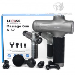 Súng Massage Cầm Tay Lucass A-67 (A67) Dùng Pin Sạc, Với 4 Đầu Tiện Dụng Tiêu Chuẩn Mỹ