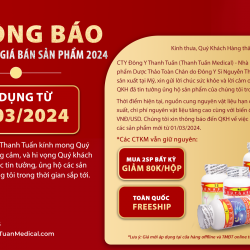 THÔNG BÁO ĐIỀU CHỈNH GIÁ SẢN PHẨM DƯỢC THẢO TOÀN CHÂN NĂM 2024