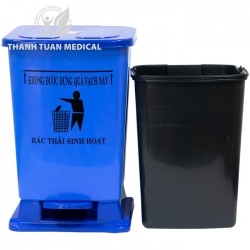 Thùng Đựng Rác Thải Y Tế 20 Lít có đạp chân (Xanh - Vàng) - Chuyên dùng y tế, spa...
