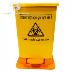 Thùng Đựng Rác Thải Y Tế 8 Lít có đạp chân (Xanh - Vàng) - Chuyên dùng y tế, spa...