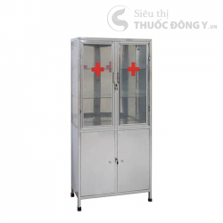Tủ Thuốc Y Tế Inox Lớn - Có ngăn AB bằng Inox kích thước 800x400x1600 (mm) (DxRxC)