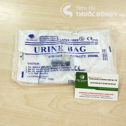 Túi Nước Tiểu Có Van Xả Thẳng Greetmed - Có Dây Treo 2000ml (Bịch 1 Cái)