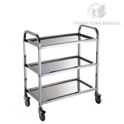 Xe Tiêm, Xe Đẩy Thuốc 3 Tầng Inox Không Hộc 40x60cm - Chuyên Dùng Cho Spa, Phòng Khám, Bệnh Viện...