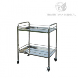 Xe Tiêm, Xe Đẩy Thuốc Inox 2 Tầng Không Hộc 40 x 60 cm - Chuyên Dùng Cho Spa, Phòng Khám, Bệnh Viện...